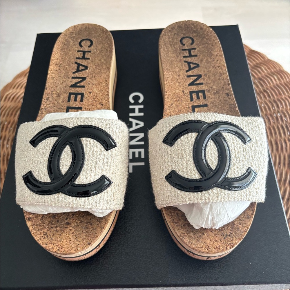 Chanel Ivory and Black Women's Mules